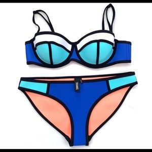 Blue neoprene triangl bikini size M